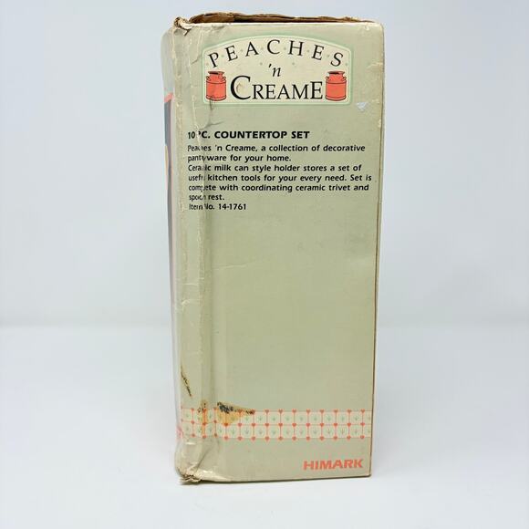 Vtg 80s Himark Peaches N Cream Cow Jug Canister Utensils Spoon Rest Trivet NOS - Picture 16 of 16